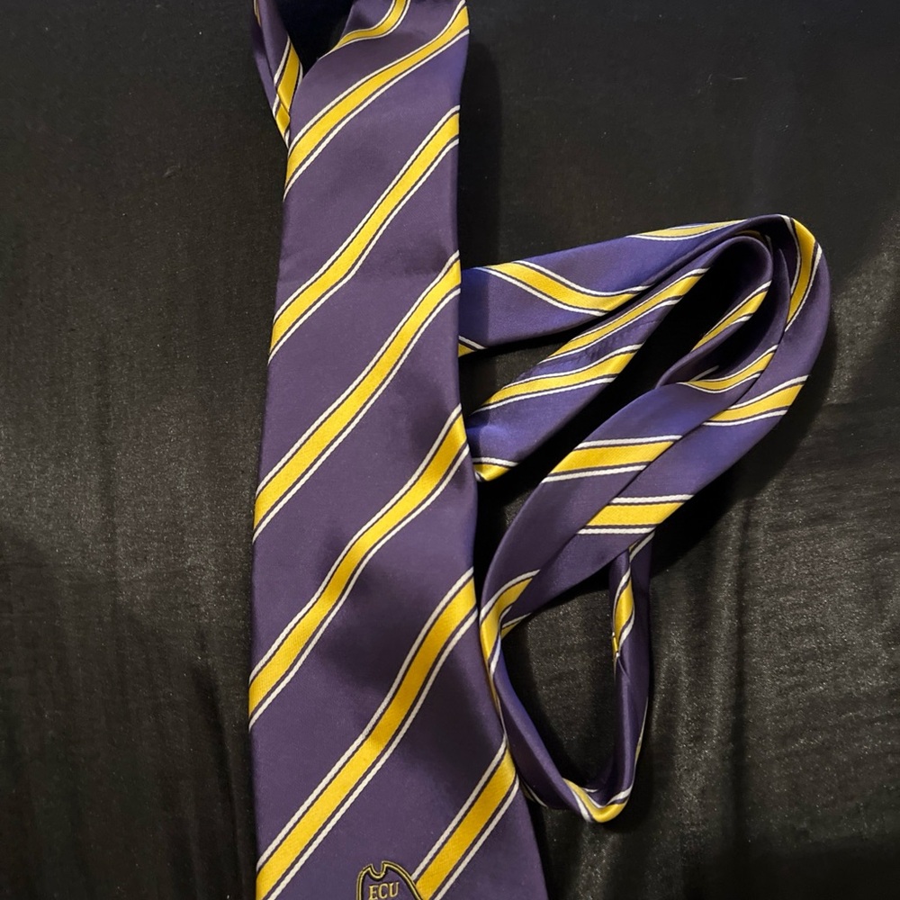 Purple and Yellow Striped Tie  ECU pirates